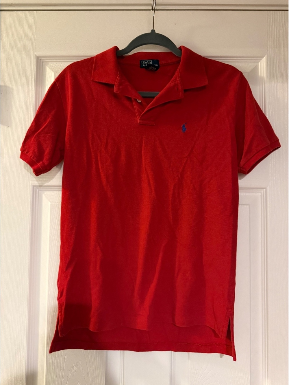 Vintage Polo Ralph Lauren Red Polo Shirt Youth Medium (12-14) Blue Pony Logo